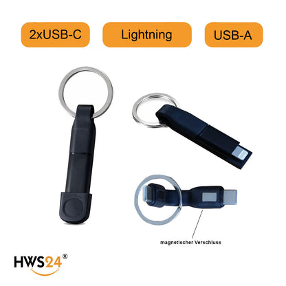 Schlüsselanhänger  5in1 Multi Ladekabel USB-A micro USB USB-C Apple -Adapter