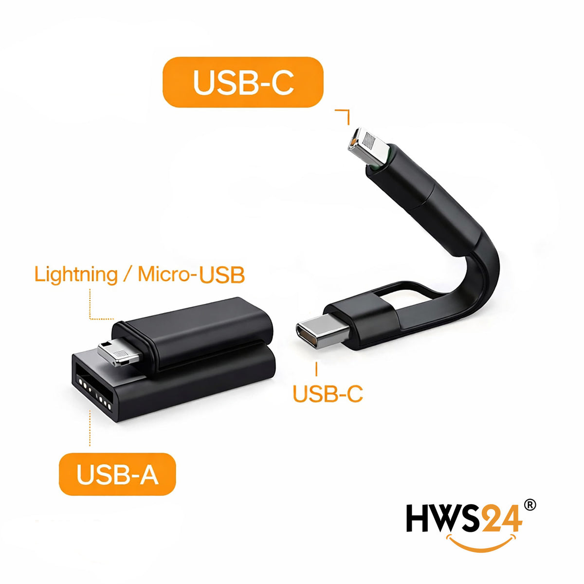 Schlüsselanhänger  5in1 Multi Ladekabel USB-A micro USB USB-C Apple -Adapter