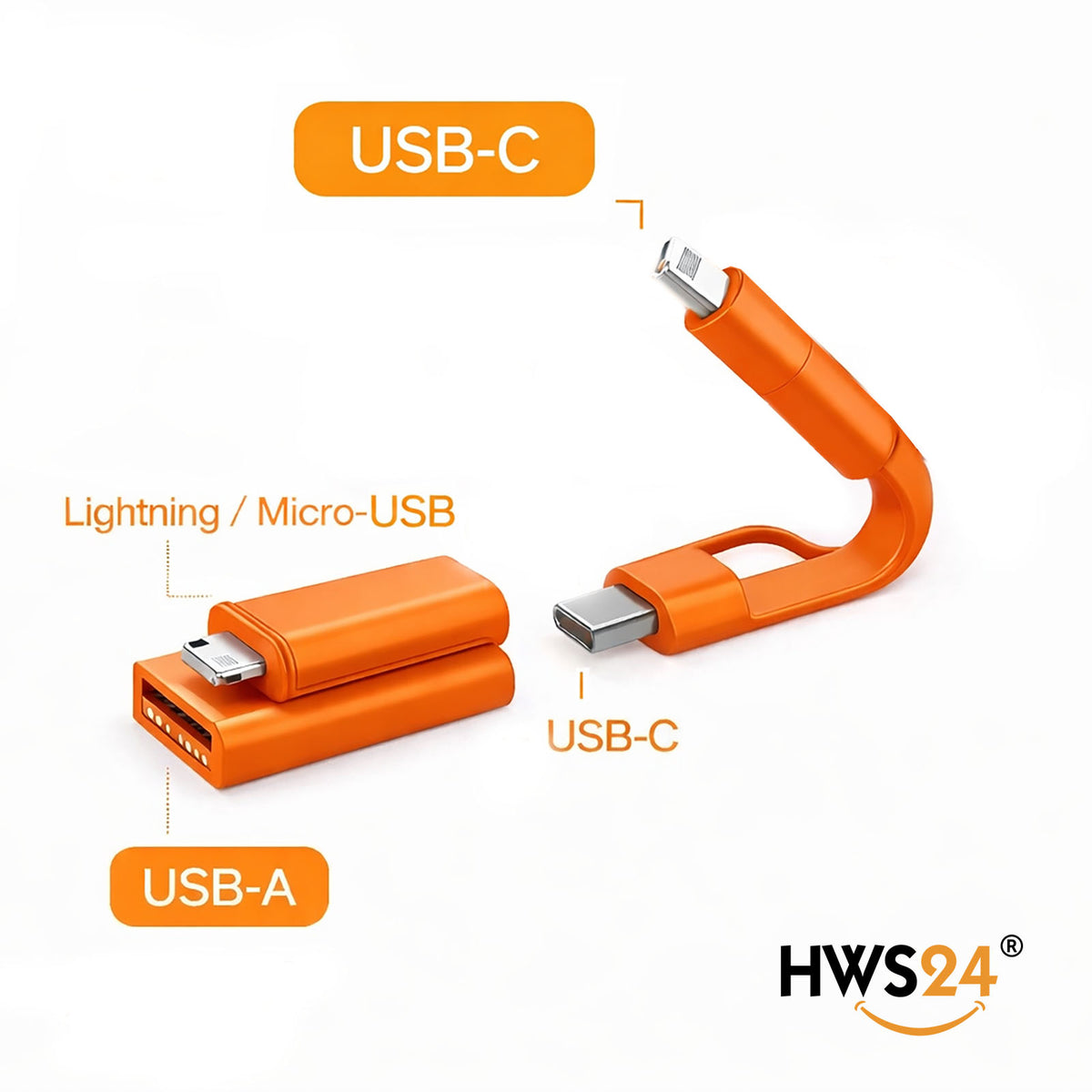 Schlüsselanhänger  5in1 Multi Ladekabel USB-A micro USB USB-C Apple -Adapter