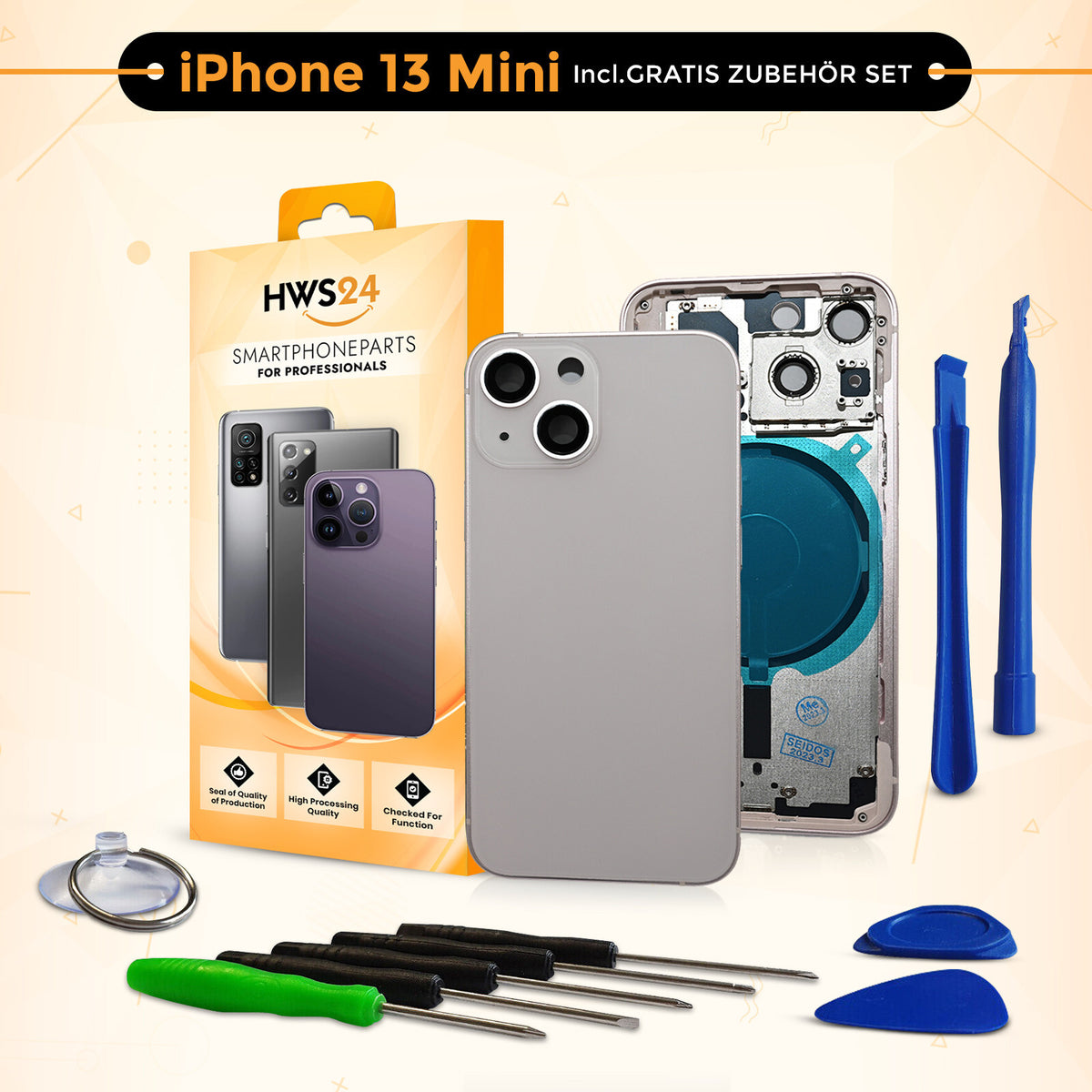 Backcover für iPhone 13 / 13 mini / 13 Pro / 13 Pro Max - Rückseite Glas Gehäuse Rahmen