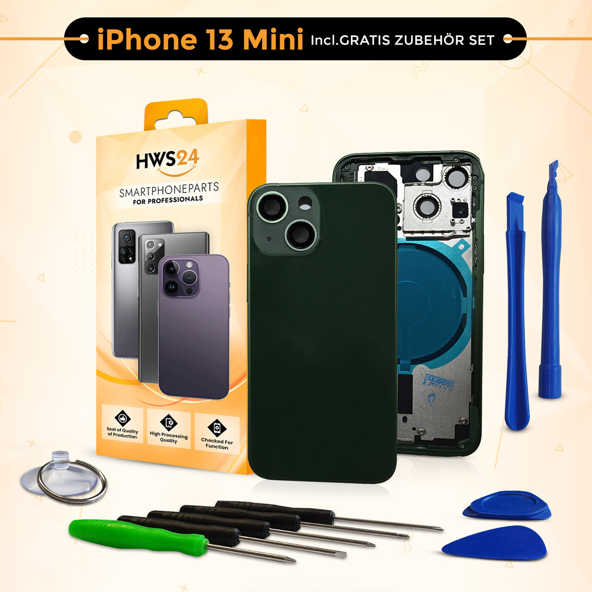 Backcover für iPhone 13 / 13 mini / 13 Pro / 13 Pro Max - Rückseite Glas Gehäuse Rahmen