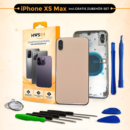 Back cover for iPhone X / XR / XS / XS Max – back glass housing with frame