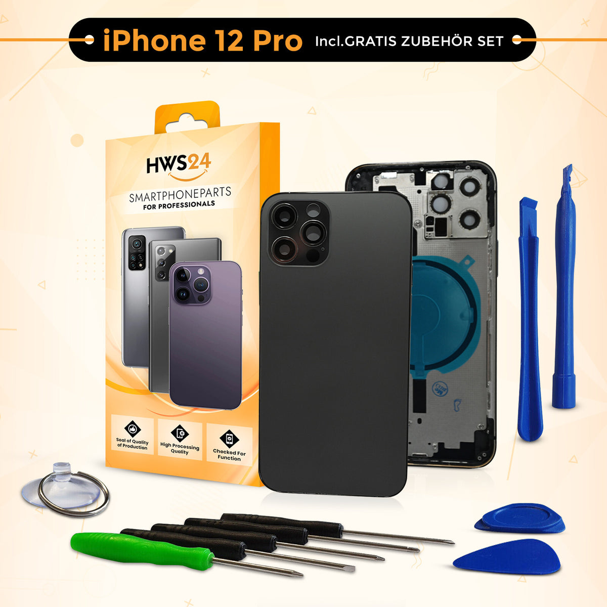 Backcover für iPhone 12 / 12 mini / 12 Pro / 12 Pro Max - Rückseite Glas Gehäuse Rahmen