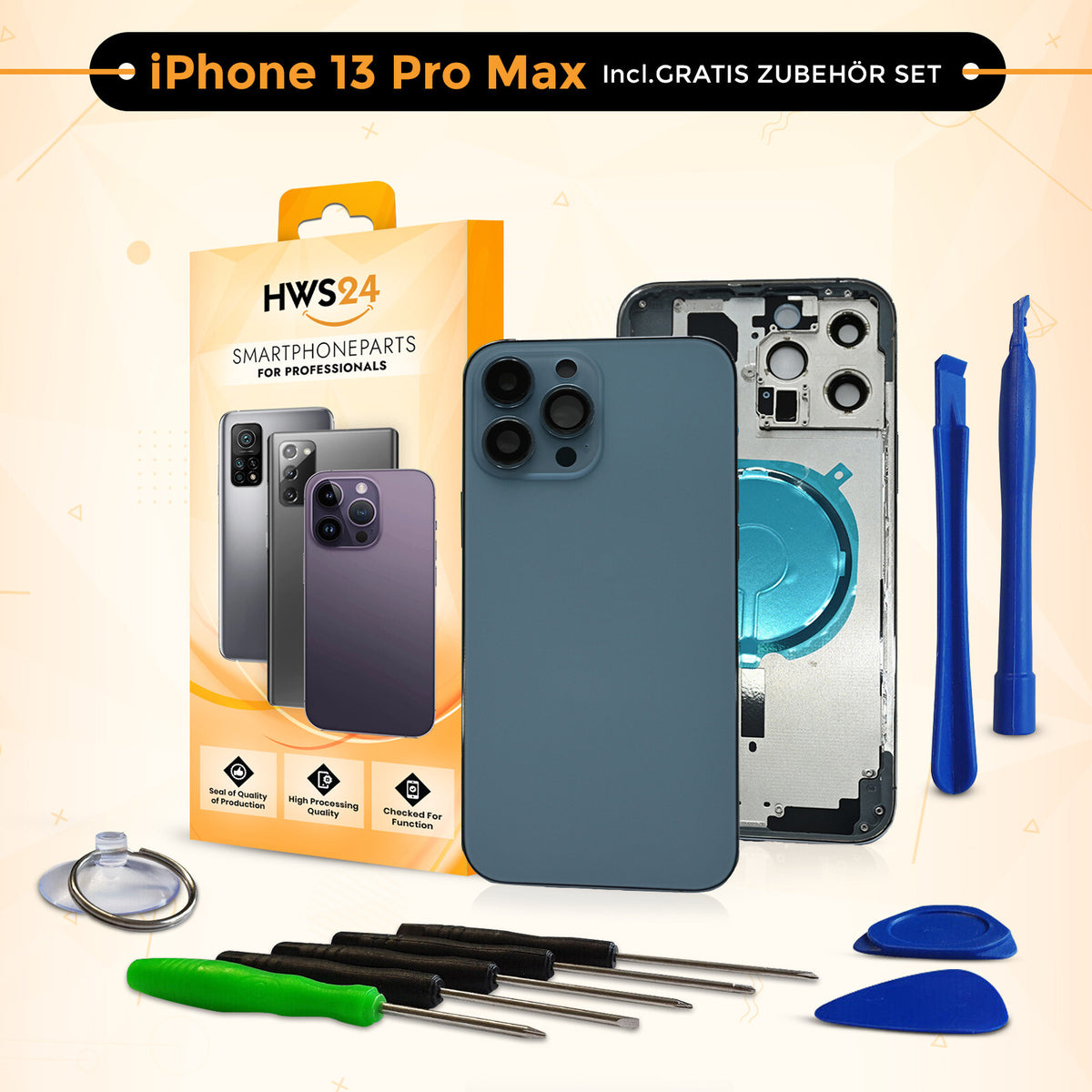 Backcover für iPhone 13 / 13 mini / 13 Pro / 13 Pro Max - Rückseite Glas Gehäuse Rahmen