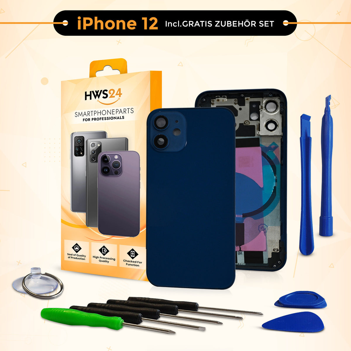 Backcover für iPhone 12 / 12 mini / 12 Pro / 12 Pro Max - Rückseite Glas Gehäuse Rahmen