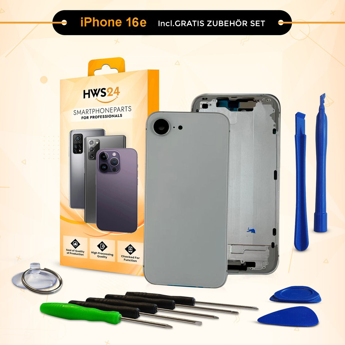 Back Cover for iPhone 16 / Pro / Max / Plus / E / Housing Back Glass Frame