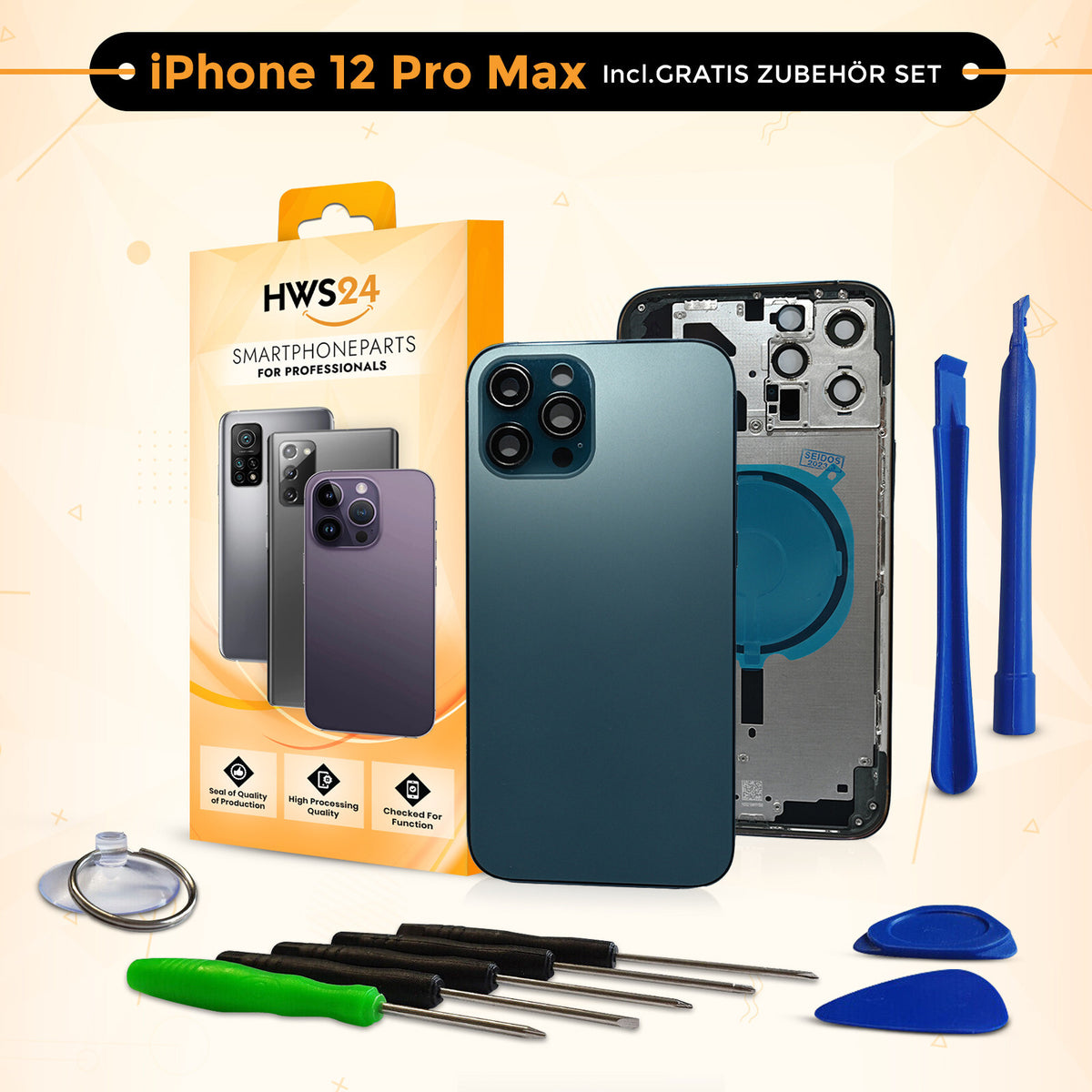 Backcover für iPhone 12 / 12 mini / 12 Pro / 12 Pro Max - Rückseite Glas Gehäuse Rahmen