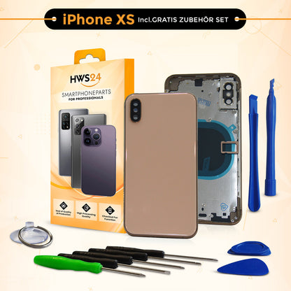 Back cover for iPhone X / XR / XS / XS Max – back glass housing with frame