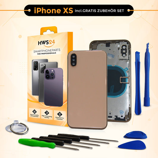 Back cover for iPhone X / XR / XS / XS Max – back glass housing with frame