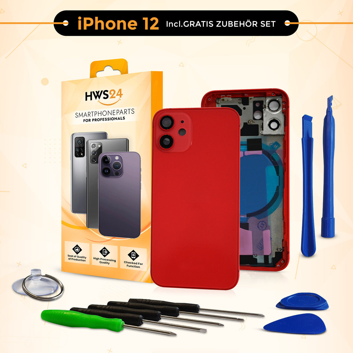 Backcover für iPhone 12 / 12 mini / 12 Pro / 12 Pro Max - Rückseite Glas Gehäuse Rahmen