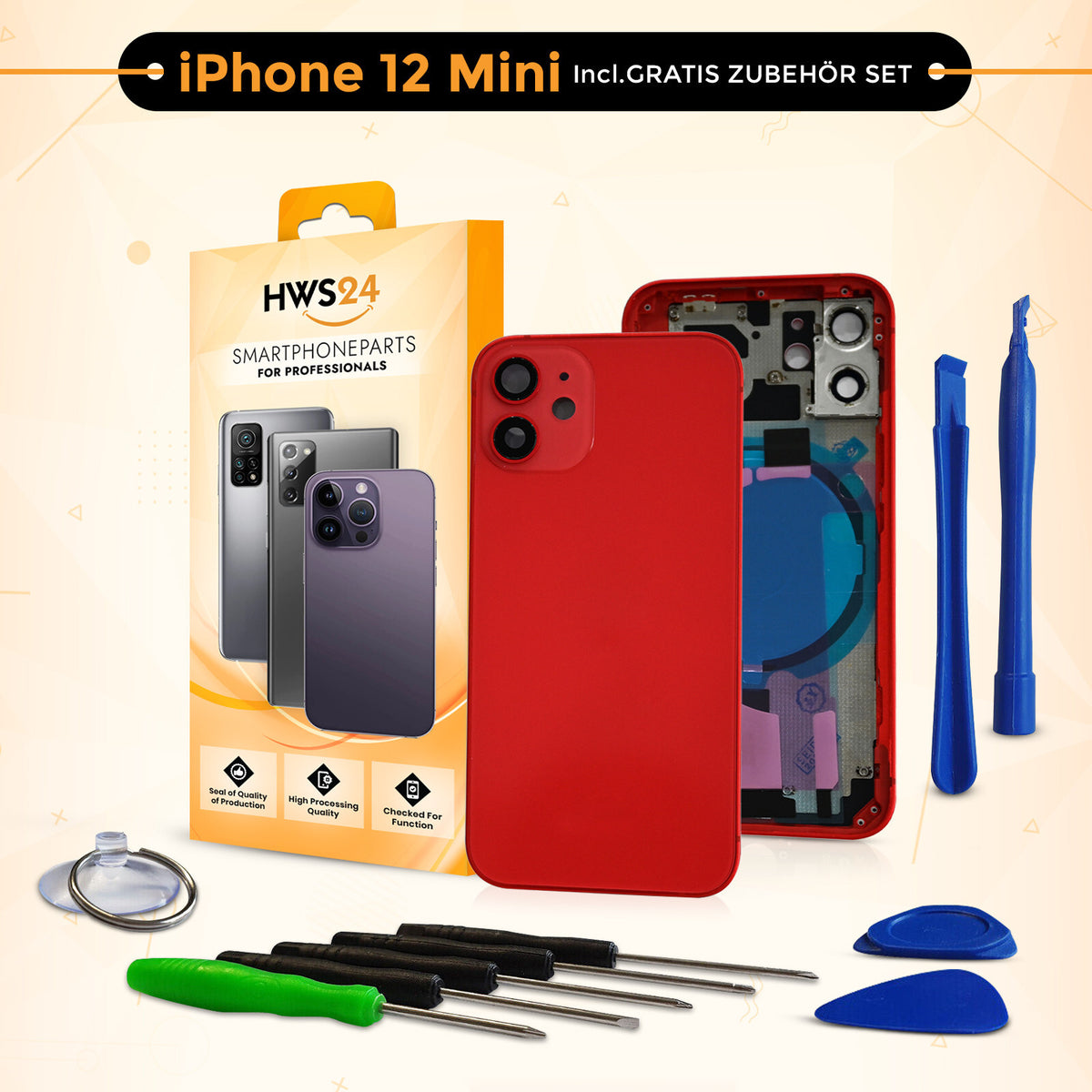 Backcover für iPhone 12 / 12 mini / 12 Pro / 12 Pro Max - Rückseite Glas Gehäuse Rahmen
