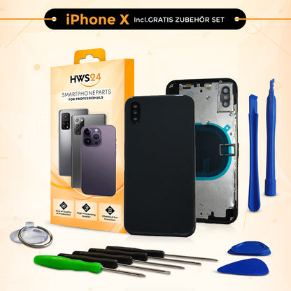 Back cover for iPhone X / XR / XS / XS Max – back glass housing with frame