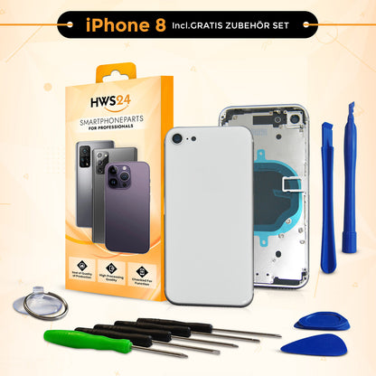 Back cover for iPhone 8 / 8 Plus – back glass housing with frame