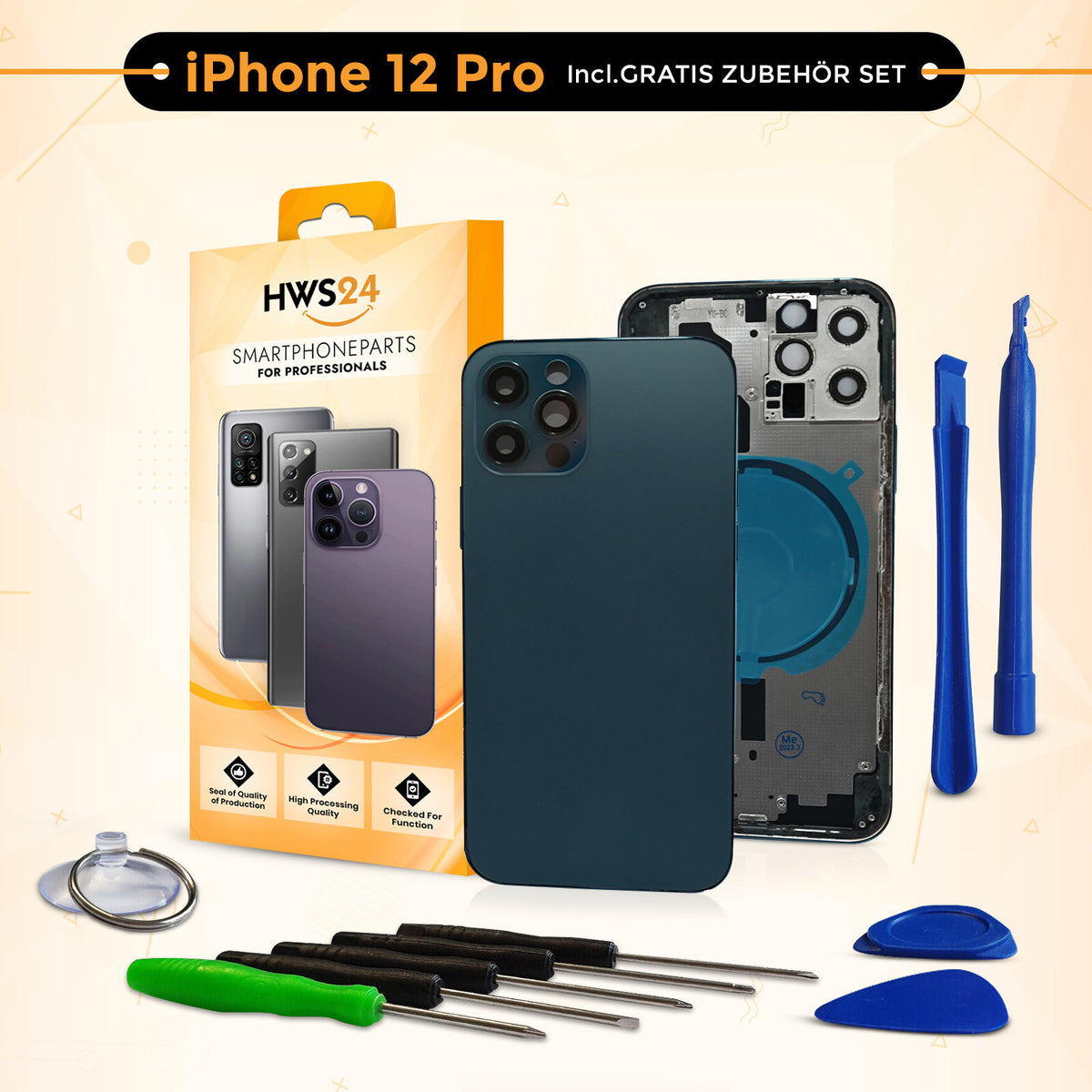 Backcover für iPhone 12 / 12 mini / 12 Pro / 12 Pro Max - Rückseite Glas Gehäuse Rahmen