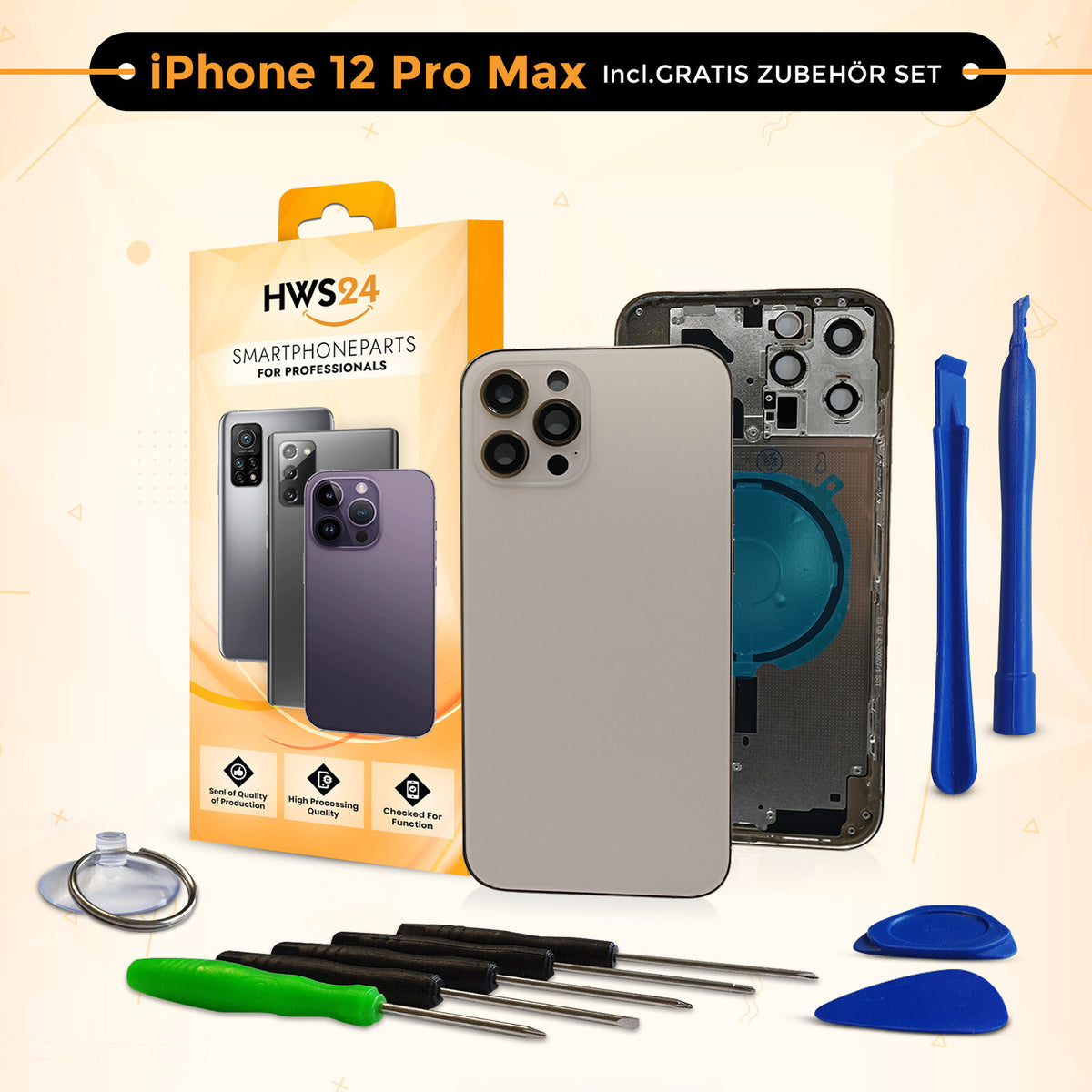Backcover für iPhone 12 / 12 mini / 12 Pro / 12 Pro Max - Rückseite Glas Gehäuse Rahmen
