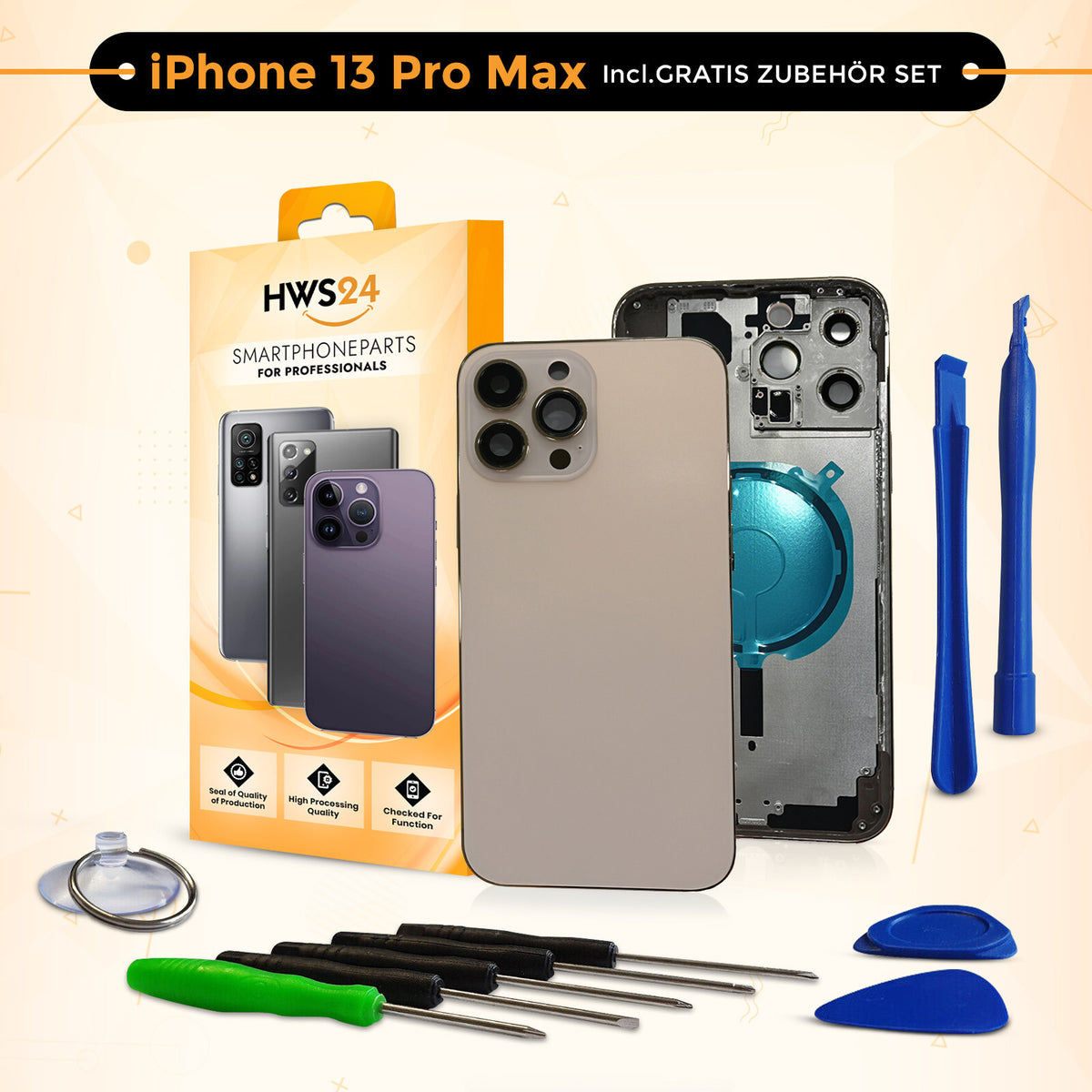 Backcover für iPhone 13 / 13 mini / 13 Pro / 13 Pro Max - Rückseite Glas Gehäuse Rahmen