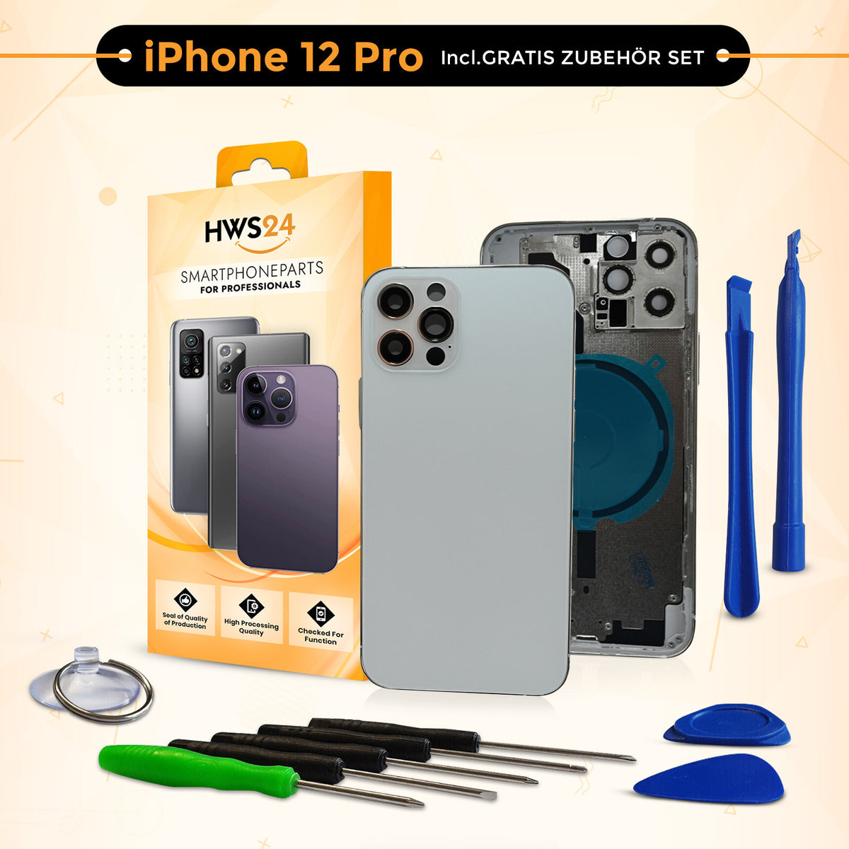 Backcover für iPhone 12 / 12 mini / 12 Pro / 12 Pro Max - Rückseite Glas Gehäuse Rahmen