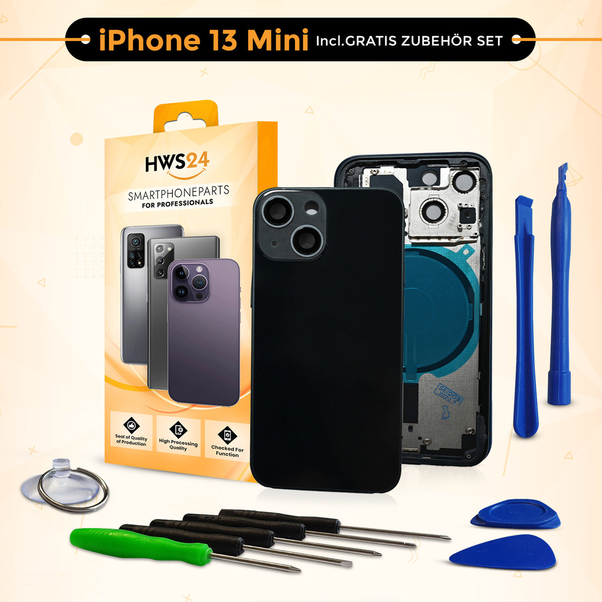 Backcover für iPhone 13 / 13 mini / 13 Pro / 13 Pro Max - Rückseite Glas Gehäuse Rahmen