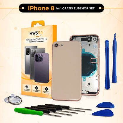 Back cover for iPhone 8 / 8 Plus – back glass housing with frame