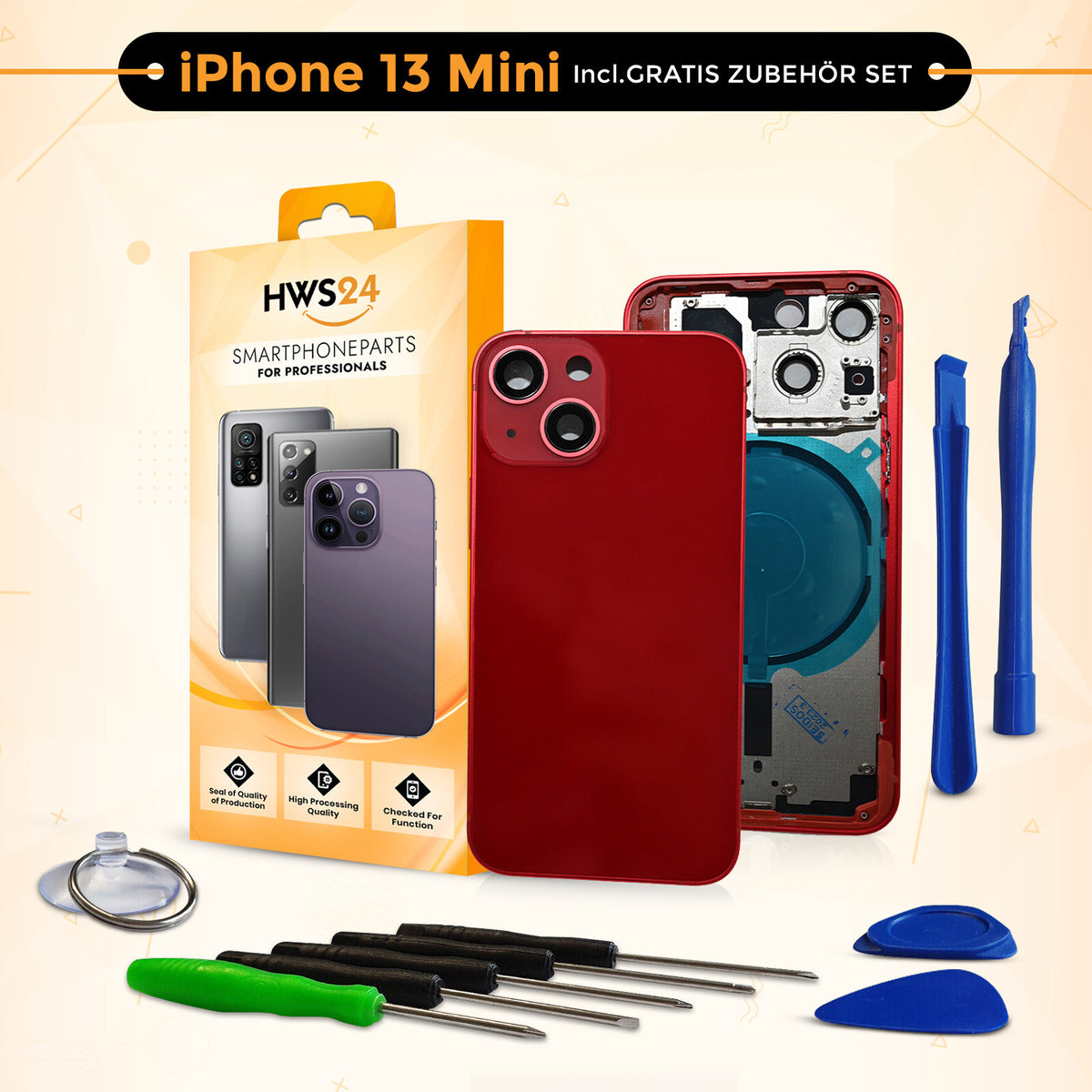 Backcover für iPhone 13 / 13 mini / 13 Pro / 13 Pro Max - Rückseite Glas Gehäuse Rahmen