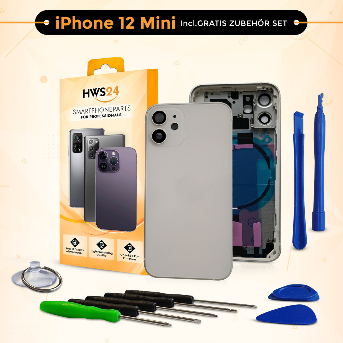 Backcover für iPhone 12 / 12 mini / 12 Pro / 12 Pro Max - Rückseite Glas Gehäuse Rahmen