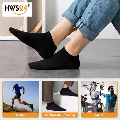 12 pairs of sneaker socks, cotton, women & men, black, size 35–38 – HWS®