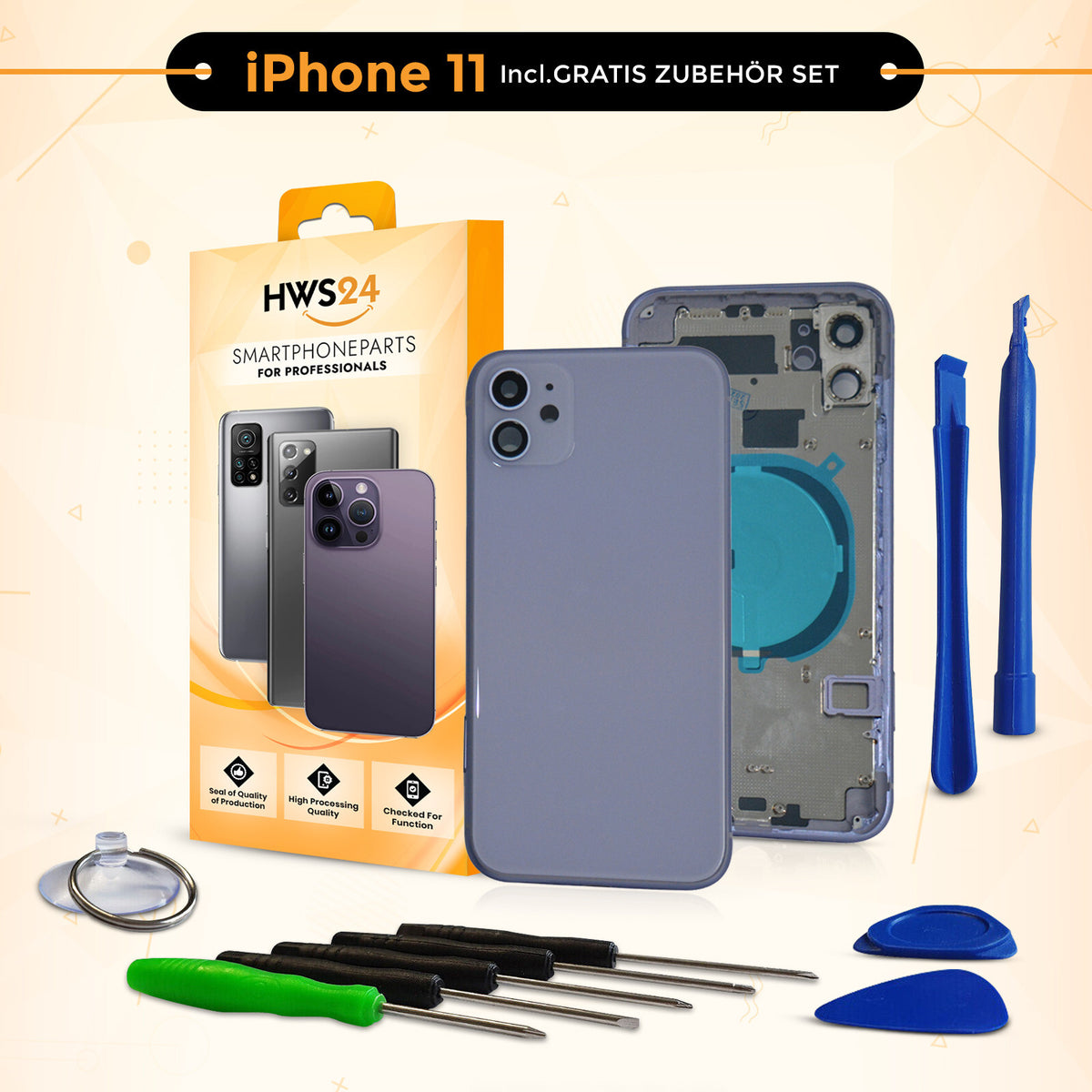 Backcover für iPhone 11 / 11 Pro / 11 Pro Max - Rückseite Glas Gehäuse Rahmen