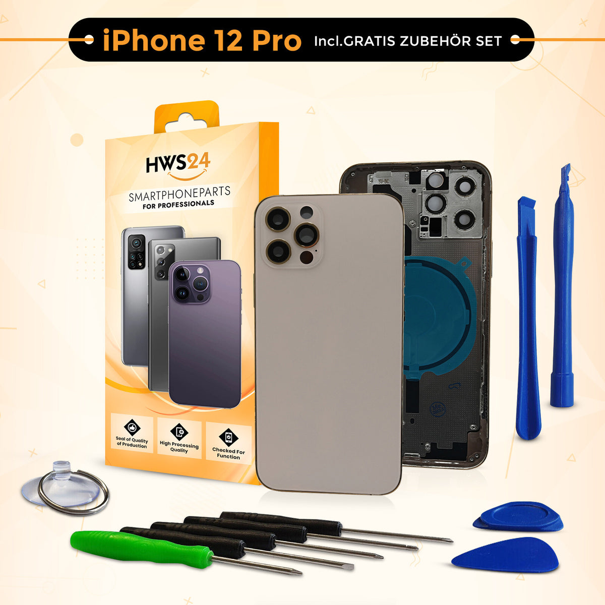 Backcover für iPhone 12 / 12 mini / 12 Pro / 12 Pro Max - Rückseite Glas Gehäuse Rahmen