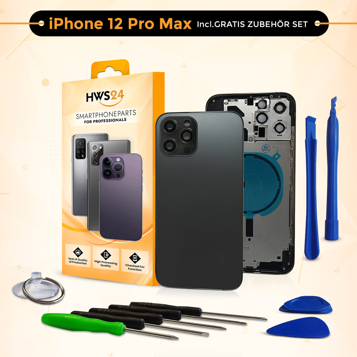 Backcover für iPhone 12 / 12 mini / 12 Pro / 12 Pro Max - Rückseite Glas Gehäuse Rahmen