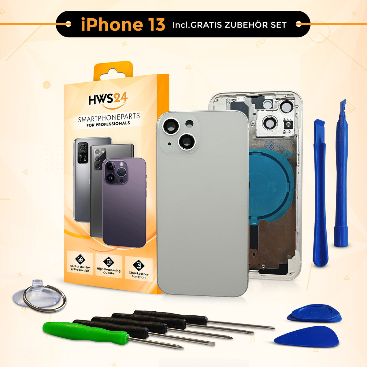 Backcover für iPhone 13 / 13 mini / 13 Pro / 13 Pro Max - Rückseite Glas Gehäuse Rahmen