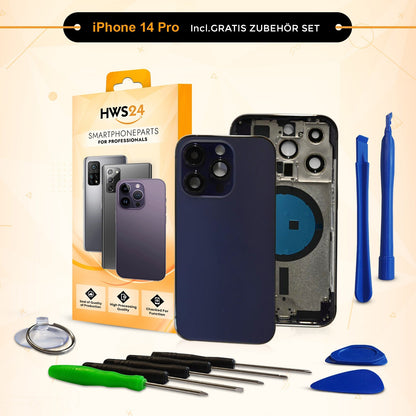 Backcover für iPhone 14 / 14 Plus / 14 Pro / 14 Pro Max - Rückseite Glas Gehäuse Rahmen