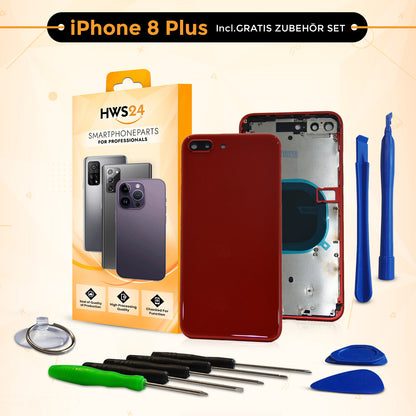 Back cover for iPhone 8 / 8 Plus – back glass housing with frame